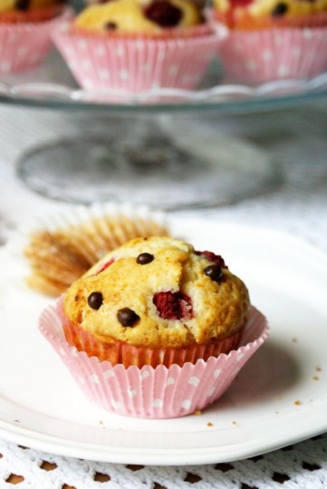 muffinki z malinami i z czekoladą